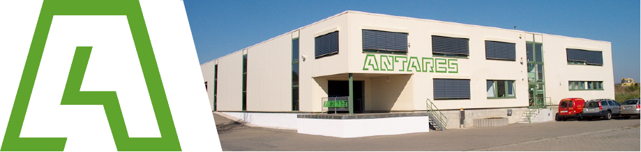 Dekorative ANTARES-Logo-Initiale und Firmengebäude